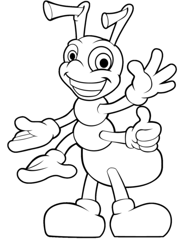 Cute Cartoon Ant Coloring Page